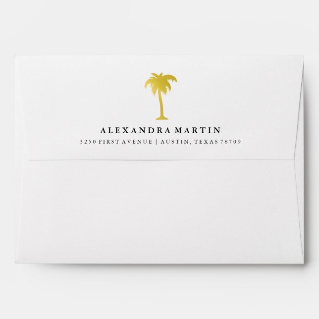 Elegant Faux Gold Palm Tree Envelope (Back (Top Flap))