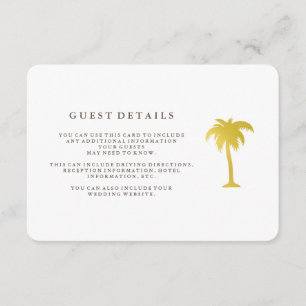 Elegant Faux Gold Palm Tree Guest Details   Green Enclosure Card