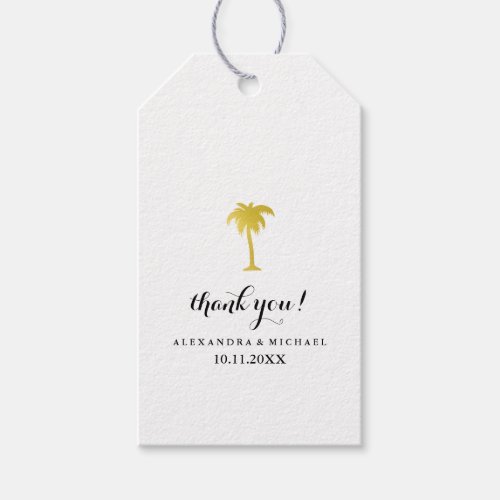 Elegant Faux Gold Palm Tree Wedding Gift Tags