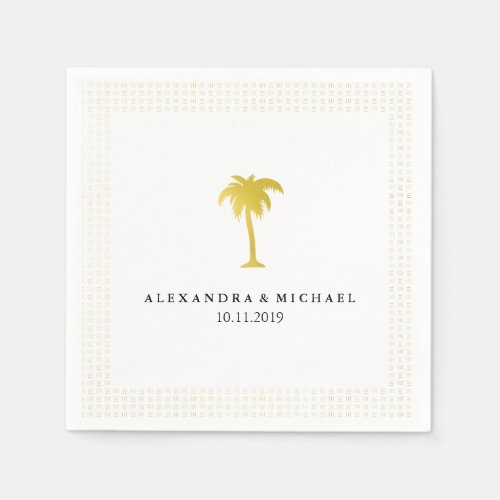 Elegant Faux Gold Palm Tree Wedding Paper Napkins