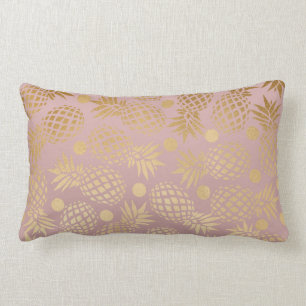 elegant faux gold pineapple pattern polka dots lumbar pillow