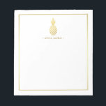 Elegant Faux Gold Pineapple with Border Notepad<br><div class="desc">This stylish notepad features your name along with an elegant, faux gold look pineapple and a matching border, on a white background.</div>