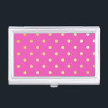 elegant faux gold pink polka dots business card case<br><div class="desc">Elegant and modern polka dots design.</div>