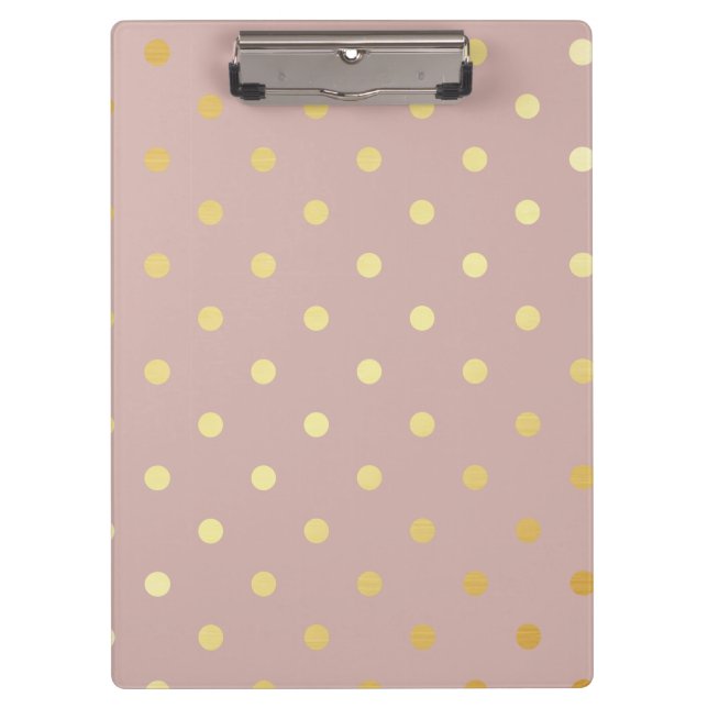 elegant faux gold pink polka dots clipboard (Front)