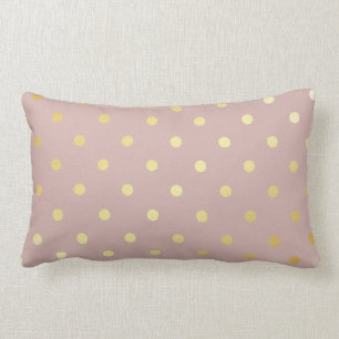 elegant faux gold pink polka dots lumbar pillow