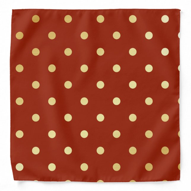 elegant faux gold red polka dots bandana (Front)