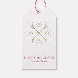 Elegant Faux Gold Red Snowflake Gift Tags
