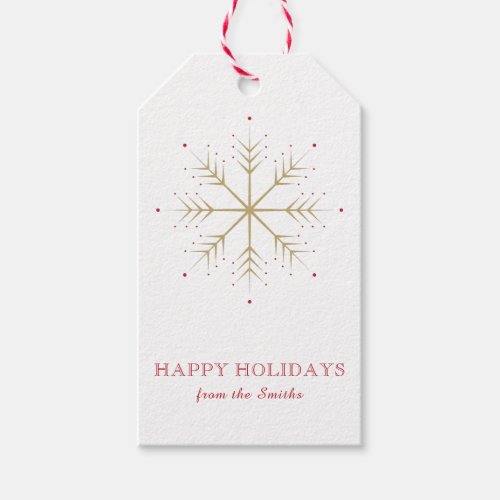 Elegant Faux Gold Red Snowflake Gift Tags
