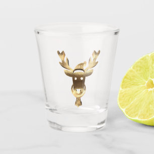 Elegant Faux Gold Reindeer Santa Hat Christmas Shot Glass