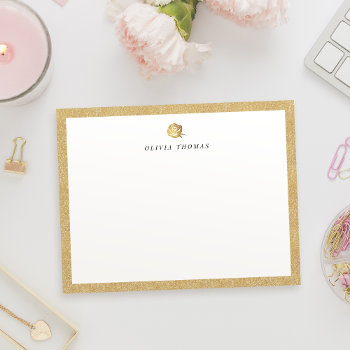 Elegant Faux Gold Rose Personalized Stationery Note Card by AvaPaperie at Zazzle