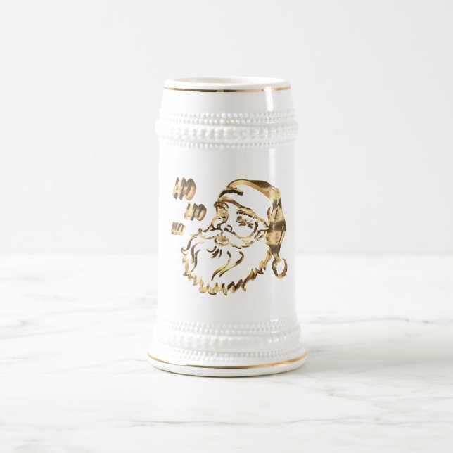 Elegant Faux Gold Santa Claus Father Christmas Beer Stein (Center)