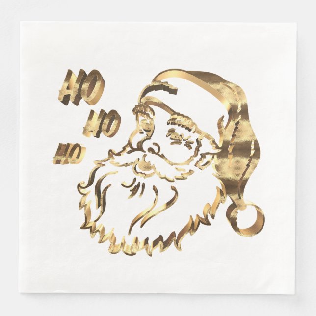 Elegant Faux Gold Santa Claus Father Christmas Paper Dinner Napkins (Front)