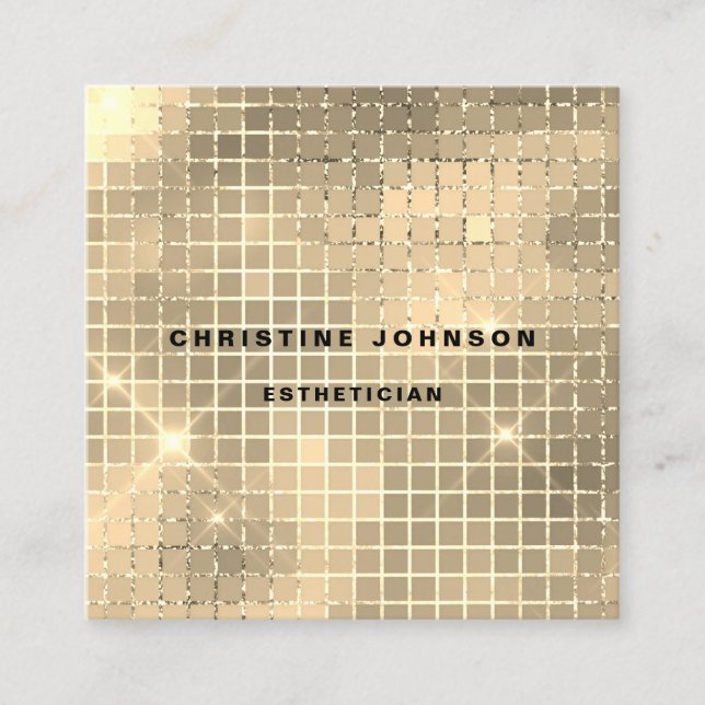 elegant FAUX gold sequin Square Business Card (Front)