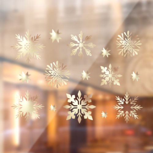 Elegant Faux Gold Shimming Snowflake Pattern Window Cling