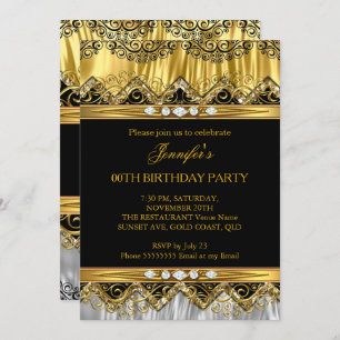 Elegant Faux Gold Silver Black Diamond Invitation