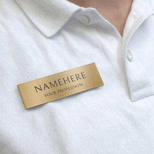 Elegant Faux Gold Simple Basic Minimalist Modern Name Tag