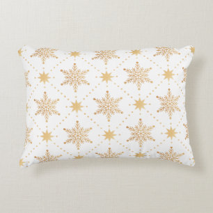 Elegant Faux Gold Snowflakes Christmas Patttern Decorative Pillow
