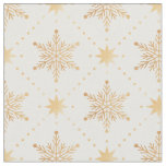 Elegant Faux Gold Snowflakes Christmas Patttern Fabric