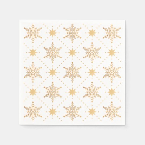 Elegant Faux Gold Snowflakes Christmas Patttern Napkins