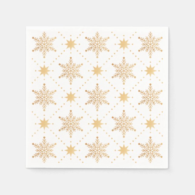 Elegant Faux Gold Snowflakes Christmas Patttern Napkins (Front)