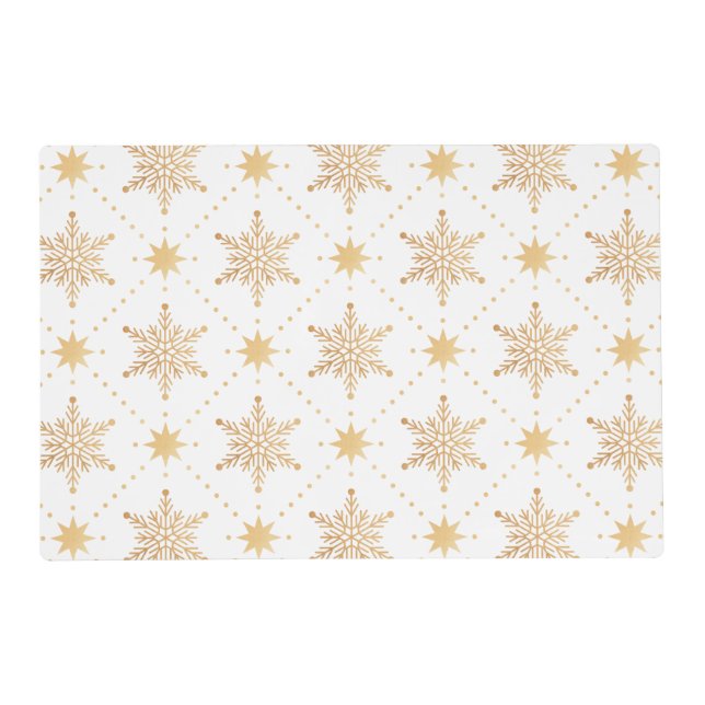Elegant Faux Gold Snowflakes Christmas Patttern Placemat (Front)