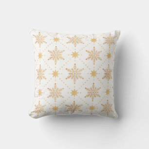 Elegant Faux Gold Snowflakes Christmas Patttern Throw Pillow