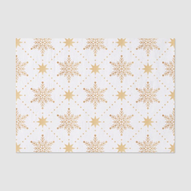 Elegant Faux Gold Snowflakes Christmas Patttern Tissue Paper (Front)