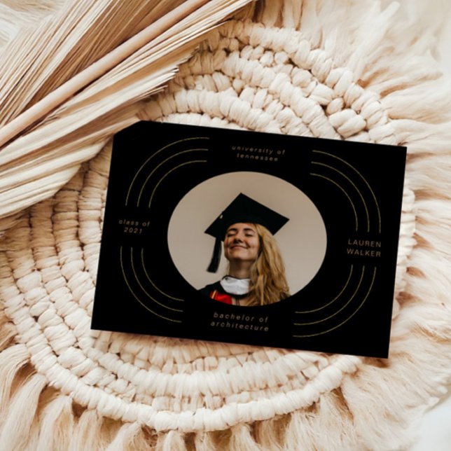 Elegant Faux Gold Stripes Graduation Announcement (Creator Uploaded)