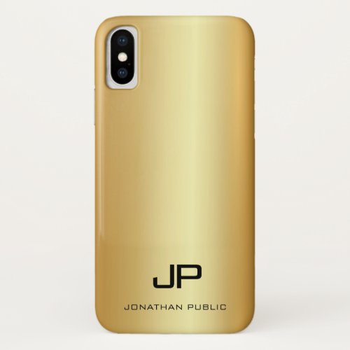 Elegant Faux Gold Template Modern Monogram Name iPhone XS Case