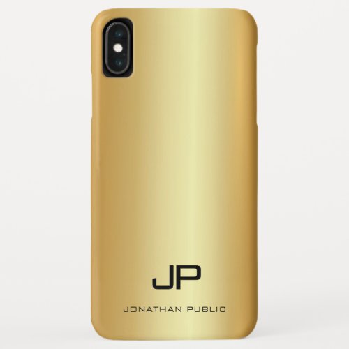 Elegant Faux Gold Template Modern Monogram Name iPhone XS Max Case