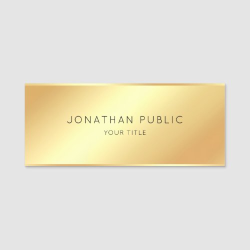 Elegant Faux Gold Template Modern Professional Name Tag