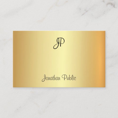 Elegant Faux Gold Template Monogram Handwritten Business Card