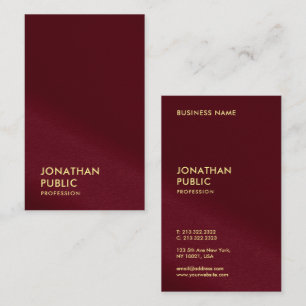 Elegant Faux Gold Text Template Burgundy Red Luxe Business Card