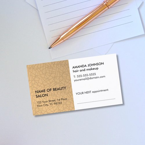 Elegant Faux Gold Textured Hair Beauty Appointment Card