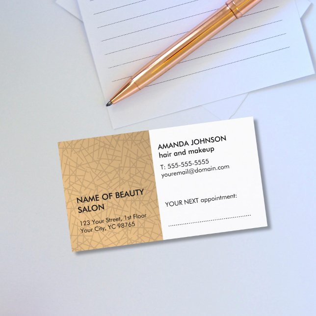 Elegant Faux Gold Textured Hair Beauty Appointment Card (Creator Uploaded)