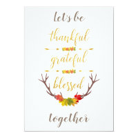 Elegant Faux Gold Thankful Thanksgiving Invite