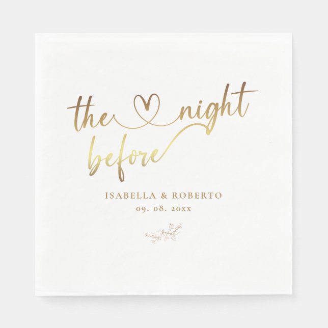 Elegant Faux Gold The Night Before Wedding Napkins (Front)