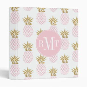 Elegant faux gold tropical pineapple pattern 3 ring binder