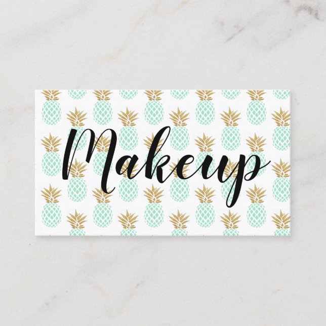 Elegant faux gold tropical pineapple pattern business card (Front)