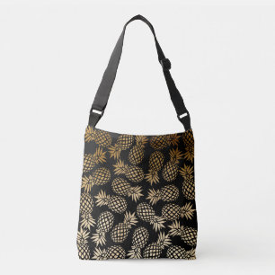 elegant faux gold tropical pineapple pattern crossbody bag