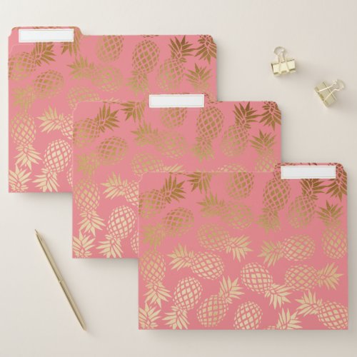 elegant faux gold tropical pineapple pattern file folder