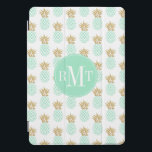 Elegant faux gold tropical pineapple pattern iPad pro cover<br><div class="desc">Trendy and stylish faux gold glitter and mint pineapple pattern.</div>