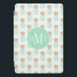 Elegant faux gold tropical pineapple pattern iPad pro cover<br><div class="desc">Trendy and stylish faux gold glitter and mint pineapple pattern.</div>