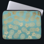 elegant faux gold tropical pineapple pattern laptop sleeve<br><div class="desc">Trendy and stylish faux gold pineapple pattern. You may customize the background color.</div>