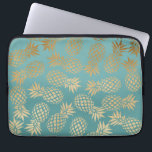elegant faux gold tropical pineapple pattern laptop sleeve<br><div class="desc">Trendy and stylish faux gold pineapple pattern. You may customize the background color.</div>