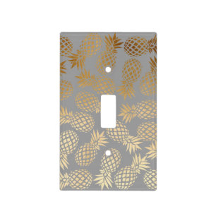 elegant faux gold tropical pineapple pattern light switch cover