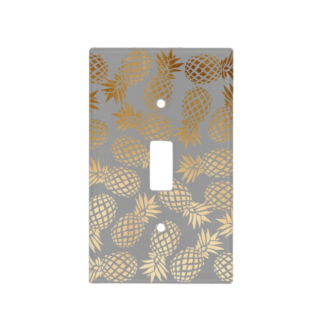 elegant faux gold tropical pineapple pattern light switch cover (Front)