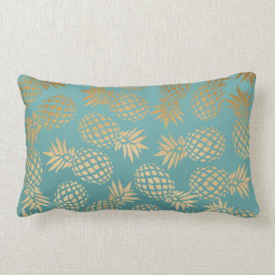 elegant faux gold tropical pineapple pattern lumbar pillow