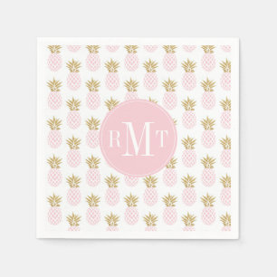 Elegant faux gold tropical pineapple pattern napkins