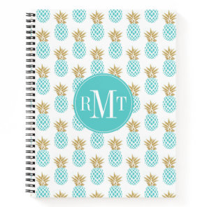 Elegant faux gold tropical pineapple pattern notebook